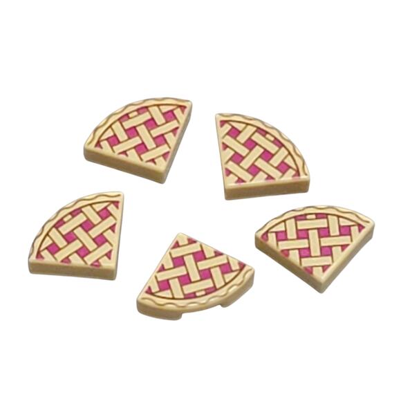 LEGO Cherry Pie Lattice 1/4 Round Tile Lot 5 Pc 25269pb001‎ Decorated Food Parts - Picture 1 of 2
